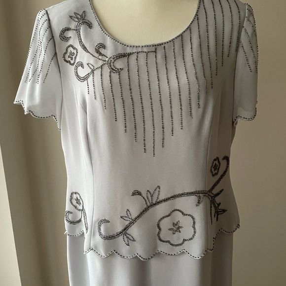 R & M Richards Embellished Beaded Midi Gown Size 14p Mother Of The Bride Dress - Picture 9 of 12